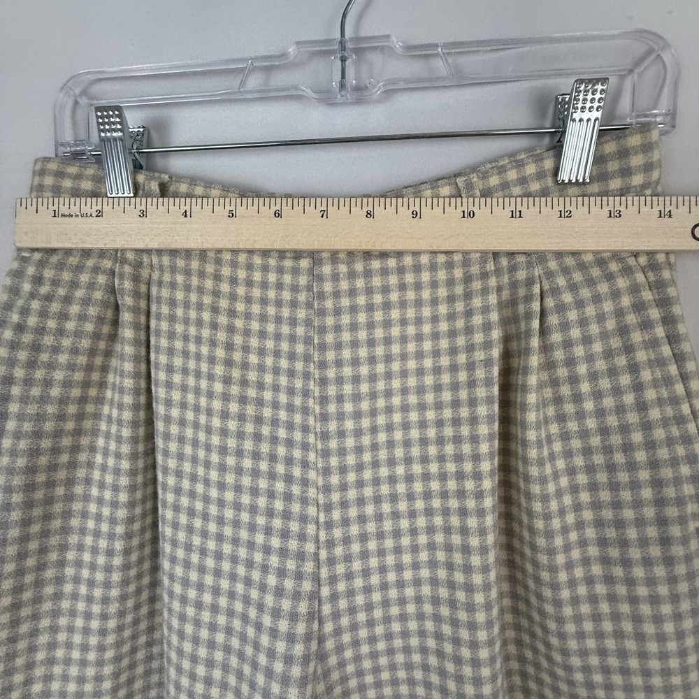 Christian Dior Trousers Womens 12 Gray Gingham Wool Pleated High Rise Vintage - Picture 6 of 14